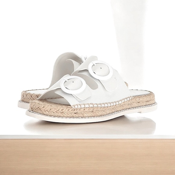 Marc Fisher White Leather Sandals 0.5” Platform Espadrille Braided Cord Size 7.5 - Picture 10 of 11